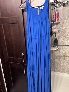 Max Studio Electric Blue Tiered Sleeveless Maxi Dress
